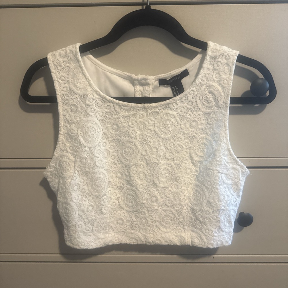 White Lace Crop Top | Size Small | Y2K Forever 21